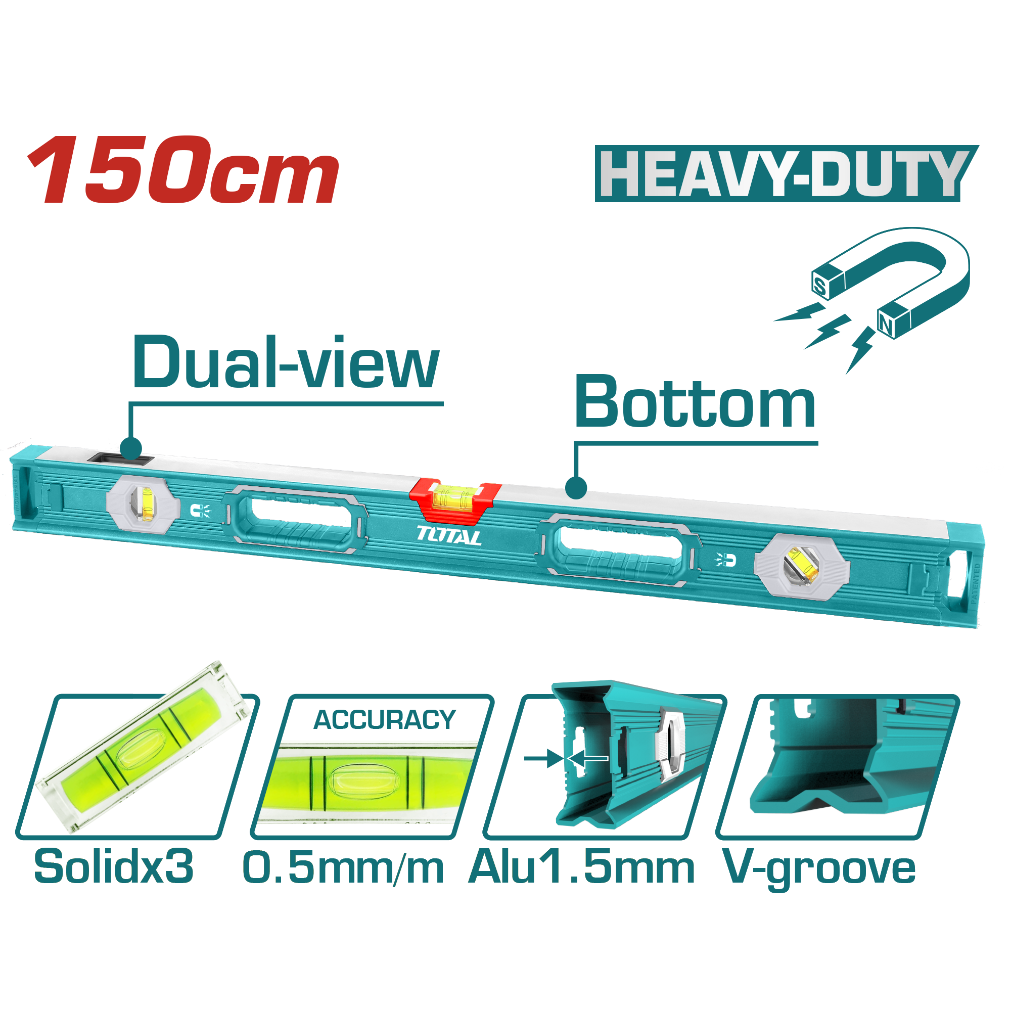 60" Heavy Duty Spirit level(With powerful magnets)