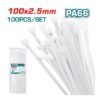 4" Nylon Cable Ties White (100-Pack)